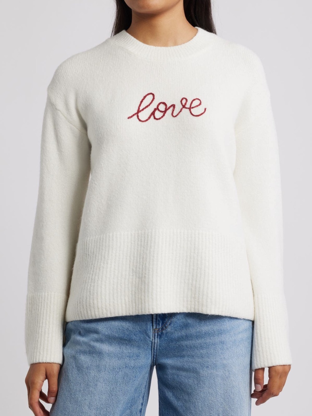 NWT Bobeau love embroidered‎ sweater